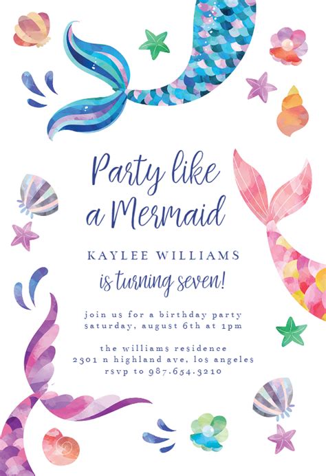 Mermaid Birthday Invite Editable Mermaid Invitation Mermaid Party ...