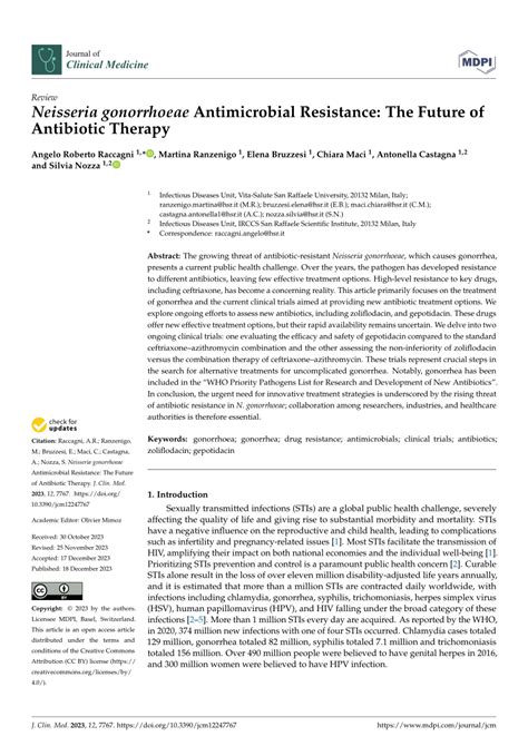 (PDF) Neisseria gonorrhoeae Antimicrobial Resistance: The Future of ...