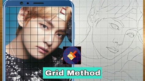 HOW TO USE GRID METHOD in Drawing Portraits Outline / BTS V Kim ...