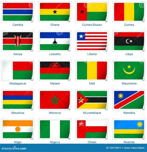 Set of Twenty Flags in Sticker Style. Africa Two of Three. Stock Vector ...