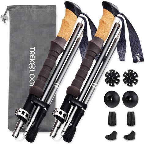 Trekology Cork Handle Trekking Hiking Poles 2pc Collapsible Walking ...