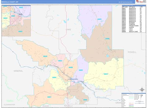 Missoula County, MT Wall Map Color Cast Style by MarketMAPS - MapSales