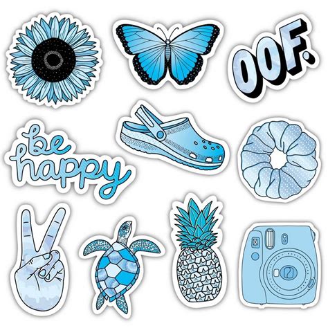 Big Moods Aesthetic Sticker Pack 10pc - Blue | Cute laptop stickers ...