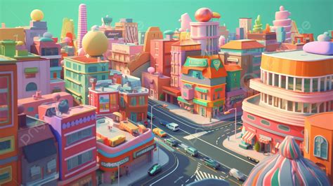 City Street Colored Cartoon Illustration Background, City, Street ...