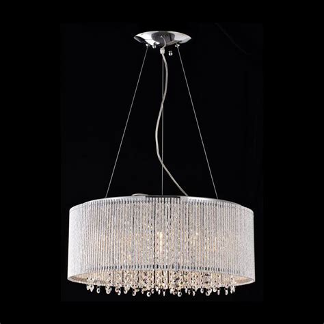 Crystalline Modern Round Chandelier - Chrome, Metal | DCG Stores