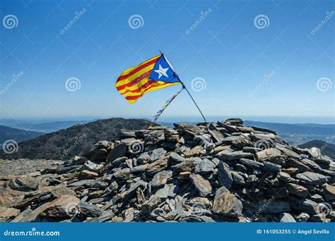 Estelada or Independence Flag of Catalonia Waving on the Top of a ...