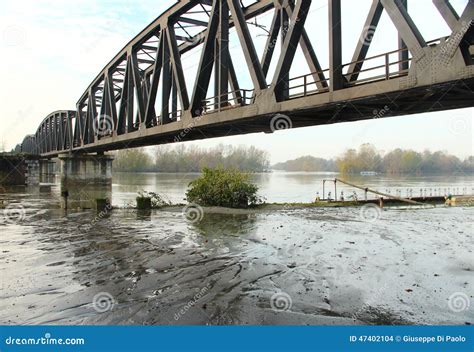 Iron bridge over Po river stock photo. Image of month - 47402104