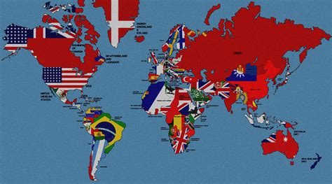 A (mostly) accurate world map depicting all flags of the respective ...