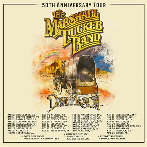 THE MARSHALL TUCKER BAND ANNOUNCES HISTORIC "50TH ANNIVERSARY TOUR"