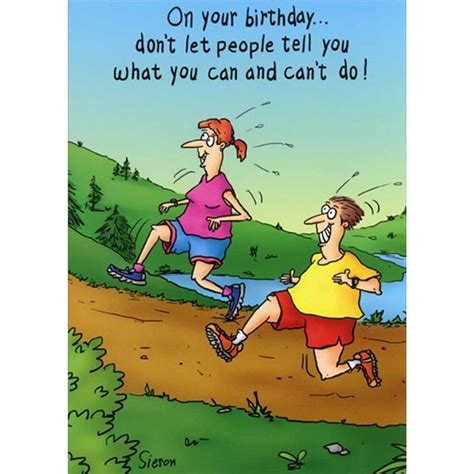 Couple Running Up Hill Funny / Humorous Over the Hill Birthday Card ...