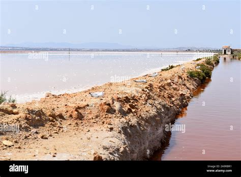 Salt lakes at the Torrevieja salt works, Torrevieja, Alicante, Spain ...