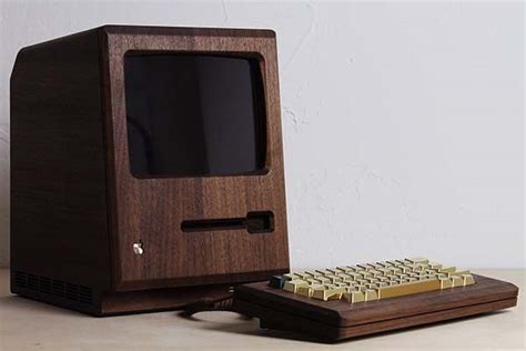 The Macintosh 128k Replica Boasts a Wooden Housing and Gold Keyboard ...