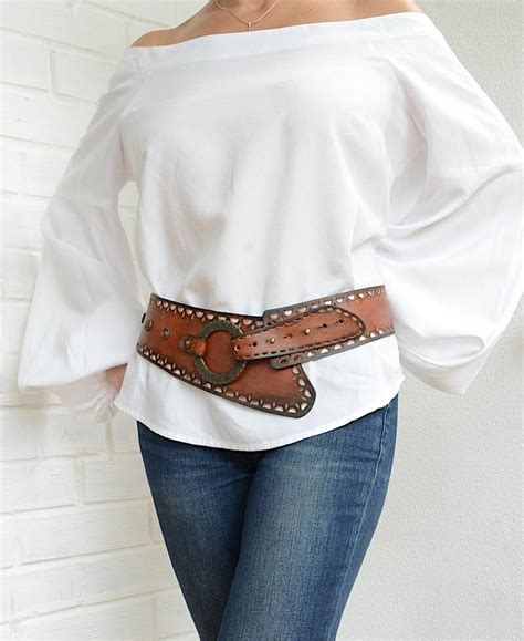 Wide leather belt Womens leather belt Wide belt Bohemian hip image 0 ...