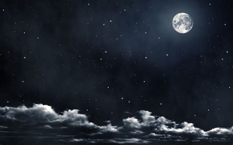 Moon stars clouds wallpaper HD. | Moon and stars wallpaper, Sky ...