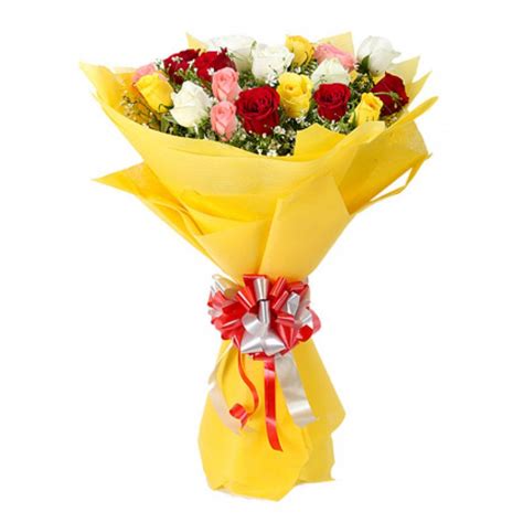 Multi Color Roses Bunch Online - Florists In India