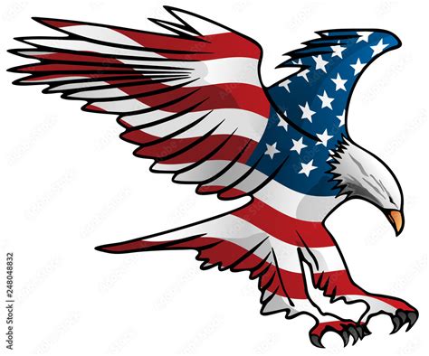 Patriotic Flying American Flag Eagle Vector Illustration Stock Vector ...