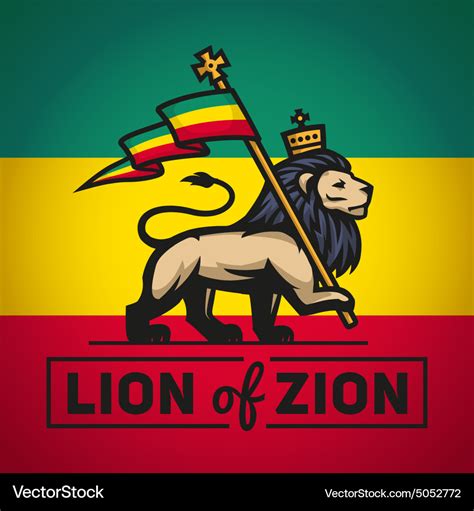 Judah lion with a rastafari flag king of zion Vector Image