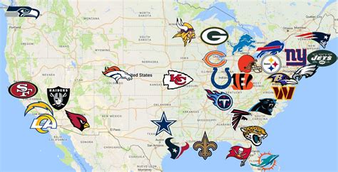 NFL Map | Teams | Logos - Sport League Maps : Maps of Sports Leagues