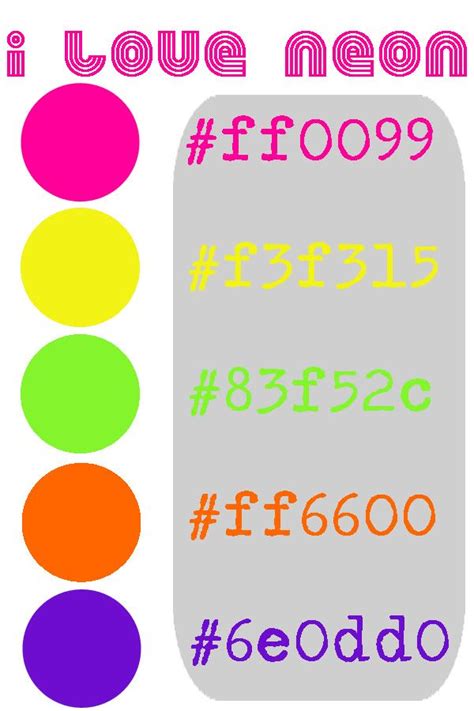 Neon Hex Colour Codes | Neon colour palette, Hex color codes, Color coding