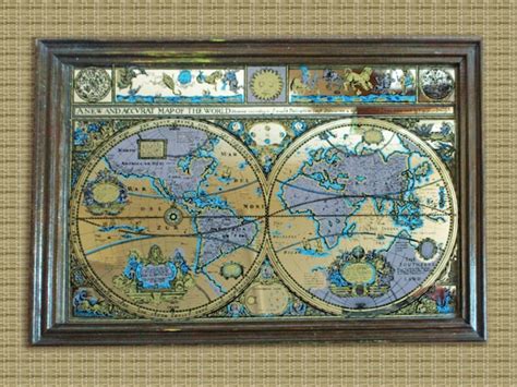 Framed Vintage Mirrored Map The Known World as it was by Dollaris