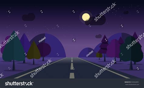 Night Scene Vector Illustration Flat Cartoon Stock Vector (Royalty Free ...