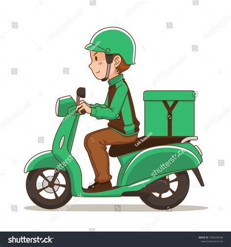 Cartoon Character Food Delivery Man Riding Stock Vector (Royalty Free ...