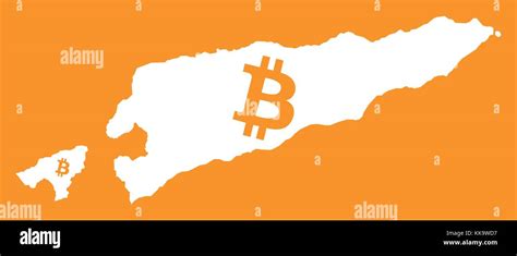 East Timor map with bitcoin crypto currency symbol illustration Stock ...