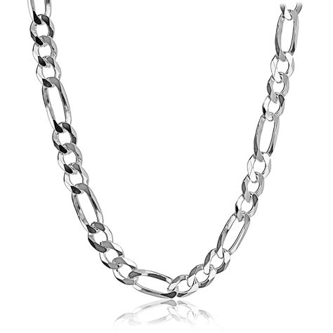 Kezef - Men's 16" 9mm 200 Gauge Figaro Chain Solid .925 Sterling Silver ...