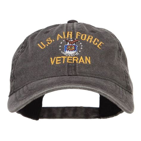 US Air Force Veteran Military Embroidered Washed Cap - Black ...