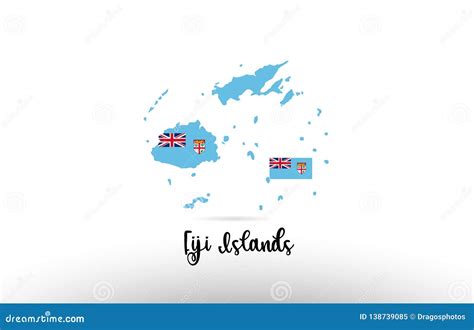 Fiji Islands Country Flag Inside Map Contour Design Icon Logo Stock ...