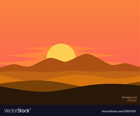 Desert sunset landscape background Royalty Free Vector Image