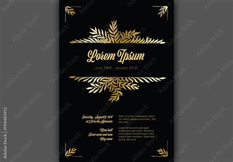 Digital Funeral Announcement Card Layout Stock Template | Adobe Stock