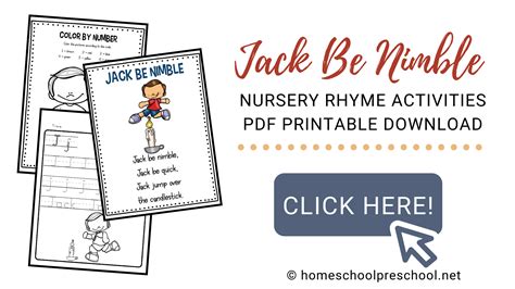 Free Printable Jack Be Nimble Activities for Preschool