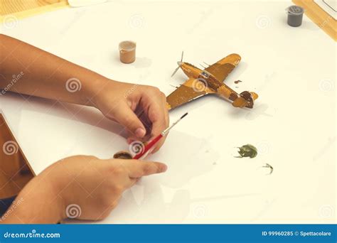 Painting Plastic Model Kit of Ww2 Aircraft Plane 2 Stock Image - Image ...