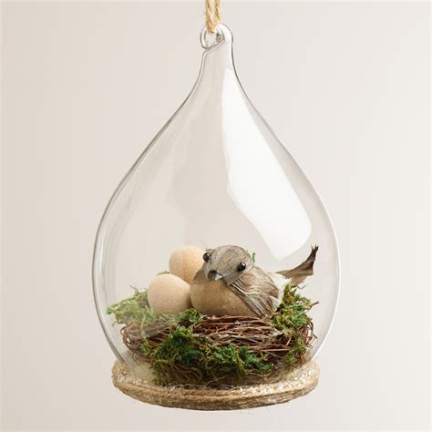 Bird Nest Glass Cloche Ornament | Unique christmas ornaments, Christmas ...