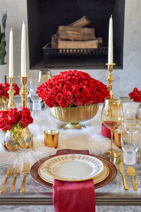 A Romantic Red and Gold Valentine's Day Table for Two - Home with Holliday