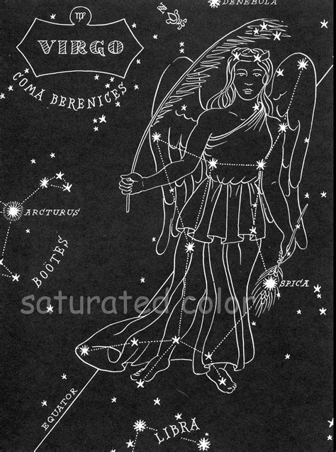 Virgo Night Sky Star Chart Map Zodiac Constellation Stars