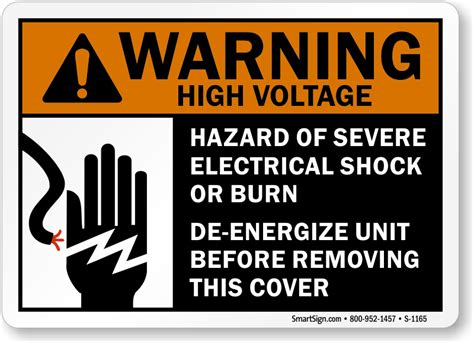 Warning High Voltage Hazard Of Severe Electrical Shock Sign, SKU: S-1165