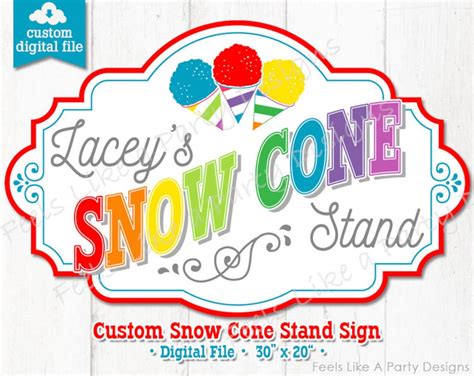 Custom Snow Cone Stand Sign Digital Download, DIY Printable Sign, Snow ...