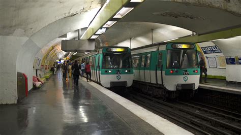 Paris, France - September 7, 2017: Train arrives at Paris metro subway ...