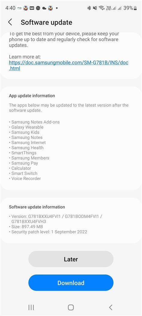 SAMSUNG S20FE Software update Available - Samsung Members