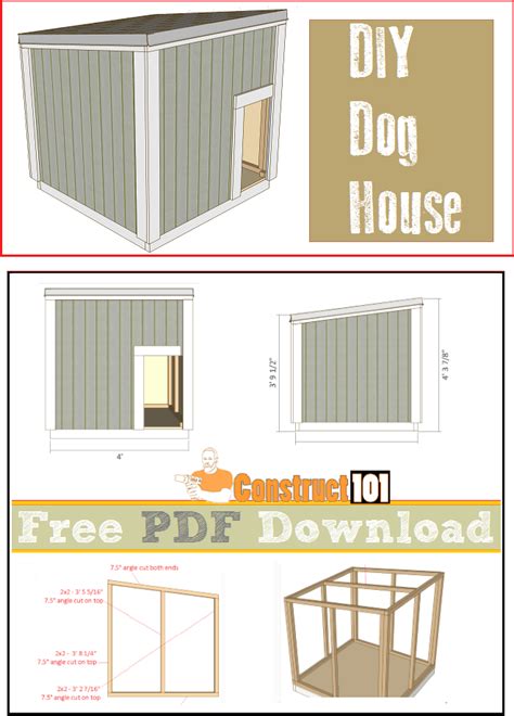 Large Dog House Plans - PDF Download - Construct101