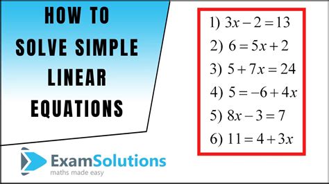 How to solve a linear equation (1) (Exercise) | ExamSolutions - YouTube