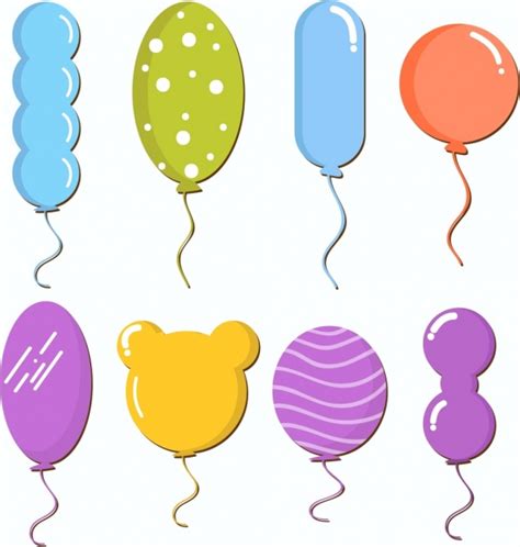 Balloon icons collection various colorful shapes decoration Vectors ...