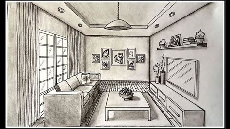 Drawing A Living Room In One Point Perspective drawing a living room in ...