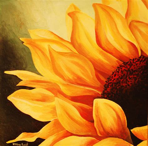 Cropped Sunflower Painting by Tiffany Budd