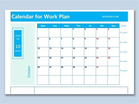 EXCEL of Blue and Simple Calendar for Work Plan.xlsx | WPS Free Templates