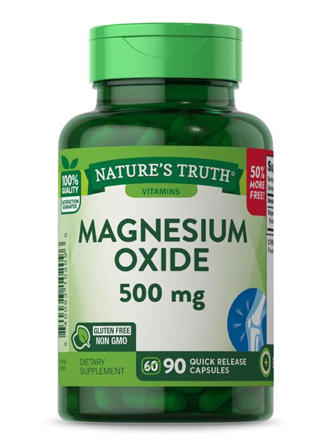 Magnesium Oxide 500mg Capsules | 90 Count | Non-GMO, Gluten Free ...