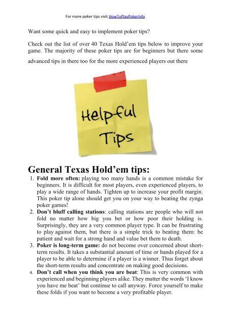 Texas Holdem Tips And Tricks