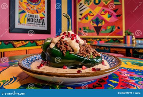 AI-Generated, Fresh Chiles En Nogada is a Traditional Mexican Dish ...